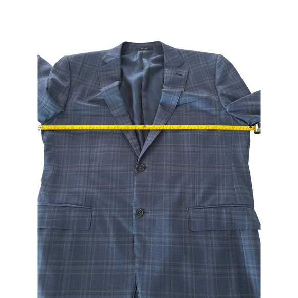 Ermenegildo Zegna Mens Blazer Size 56R/XXL Wool Lined Blue Black Plaid Looks New - Picture 13 of 15